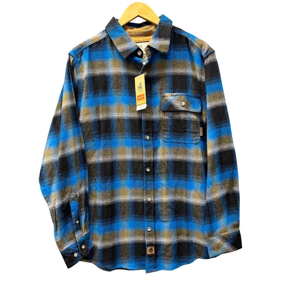 Legendary Whitetails Shirt Mens Medium Buck Camp Flannel Cobalt Blue Plaid NEW